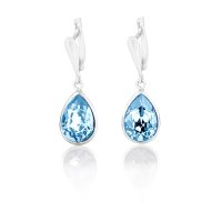 Art.No.aq432014dos- Сребърни висящи обици Капка 14мм aquamarine от  