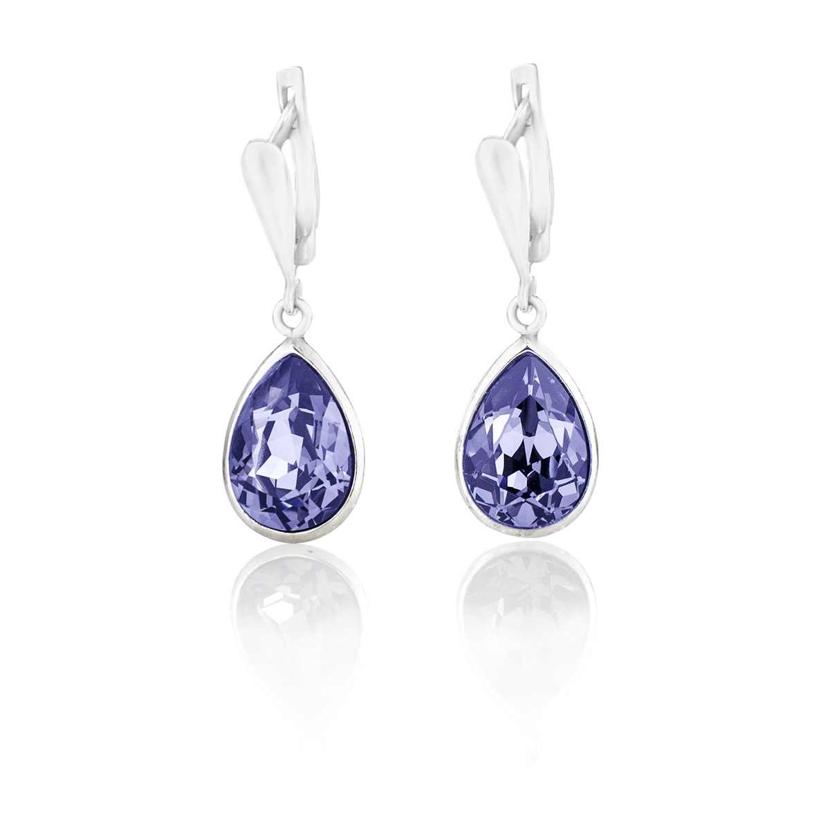 Сребърни висящи обици Капка 14мм tanzanite