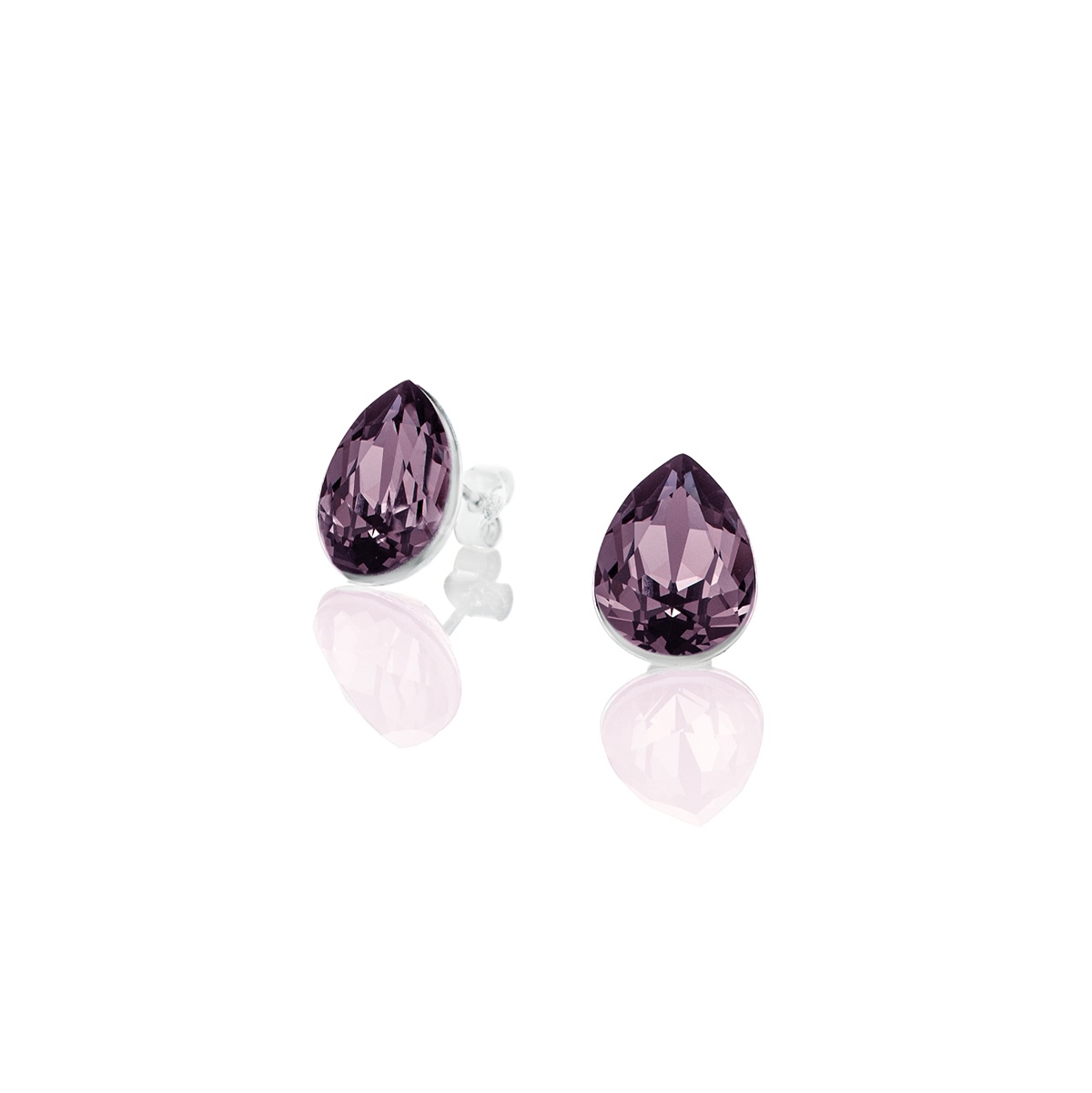 Сребърни обици винт Капка 14мм antique pink
