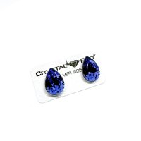 Art.No.tan432014ovs- Сребърни обици винт Капка 14мм tanzanite от  
