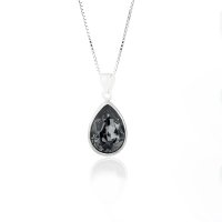 Art.No.sini432014vskvd015- Класическо сребърно колие Капка с австрийски кристал silver night от  