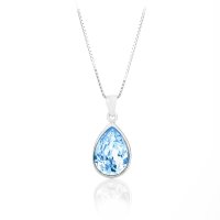 Art.No.aq432014vskvd015- Класическо сребърно колие Капка с австрийски кристал aquamarine от  