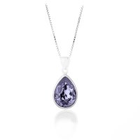 Art.No.tan432014vskvd015- Класическо сребърно колие Капка с австрийски кристал tanzanite от  