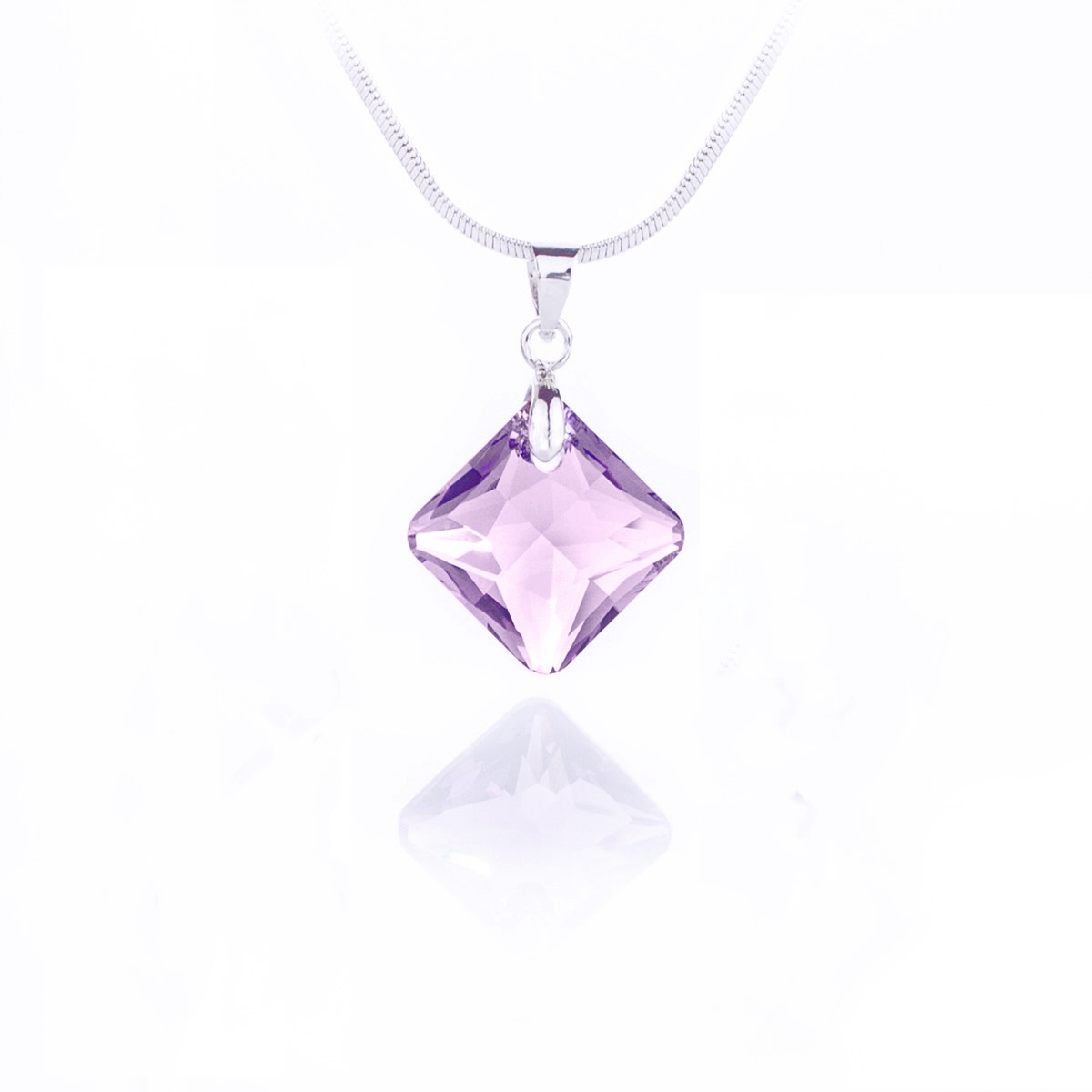 Колие с кристал Ромб 16мм light amethyst