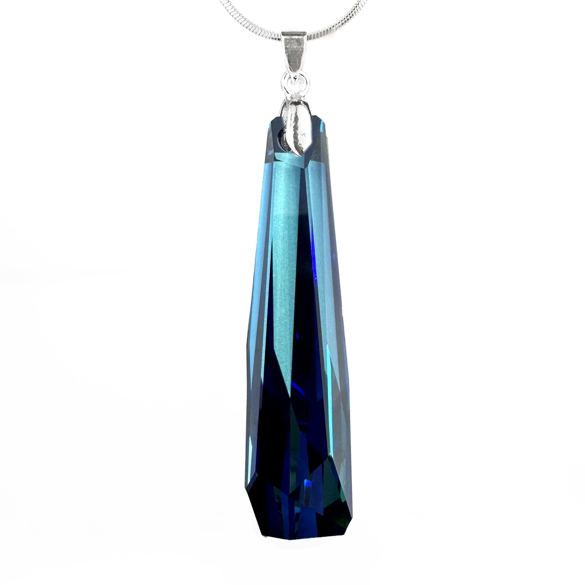 Колие с кристал Кристалактит 56мм bermuda blue