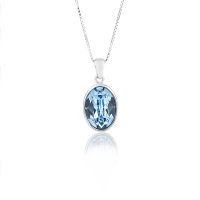 Art.No.aq412014vskvd015- Сребърно кристално колие Овал 14мм aquamarine от  