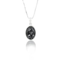 Art.No.sini412014vskvd015- Сребърно кристално колие Овал 14мм silver night от  