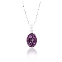 Art.No.am412014vskvd015- Сребърно кристално колие Овал 14мм amethyst от  