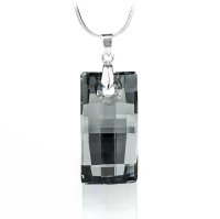 Art.No.sini669630 - Дамско колие с правоъгълен кристал 30мм silver night от 