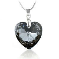 Art.No.sini622828- Колие с кристал Сърце 28мм silver night от  