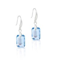 Art.No.aqsh643511ok- Висящи обици на кука с правоъгълни кристали aqua shimmer от  