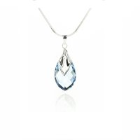 Art.No.aq656518- Кристално колие Капка с метален детайл 18мм aquamarine от  