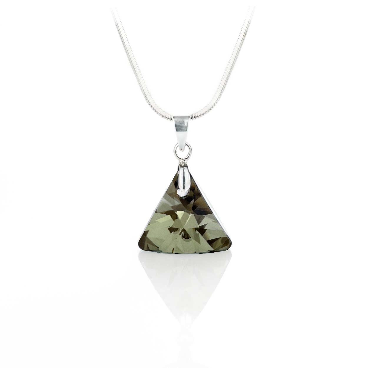 Колие с кристал 16мм Триъгълник iridescent green