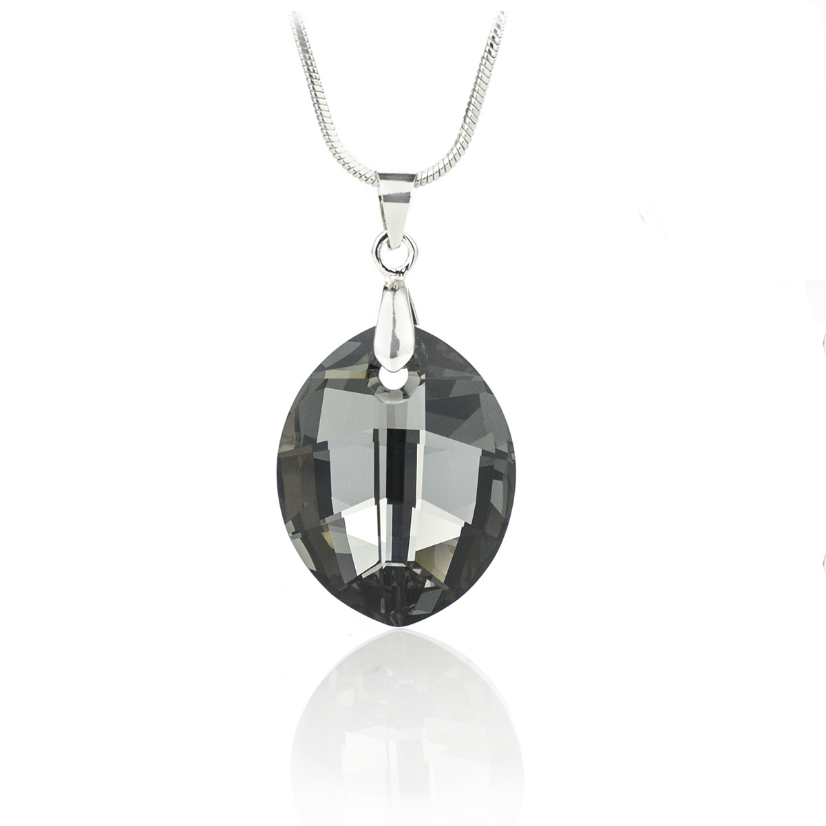 Кристално колие Листо 23мм silver night 