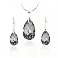 Art.No.sini61062216- Кристален комплект колие с обици кука Класическа капка silver night от  