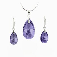 Art.No.tan61062216- Кристален комплект колие с обици кука Класическа капка tanzanite от  