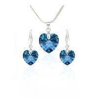 Art.No.bbl62281410- Комплект колие с обици Сърце bermuda blue от  