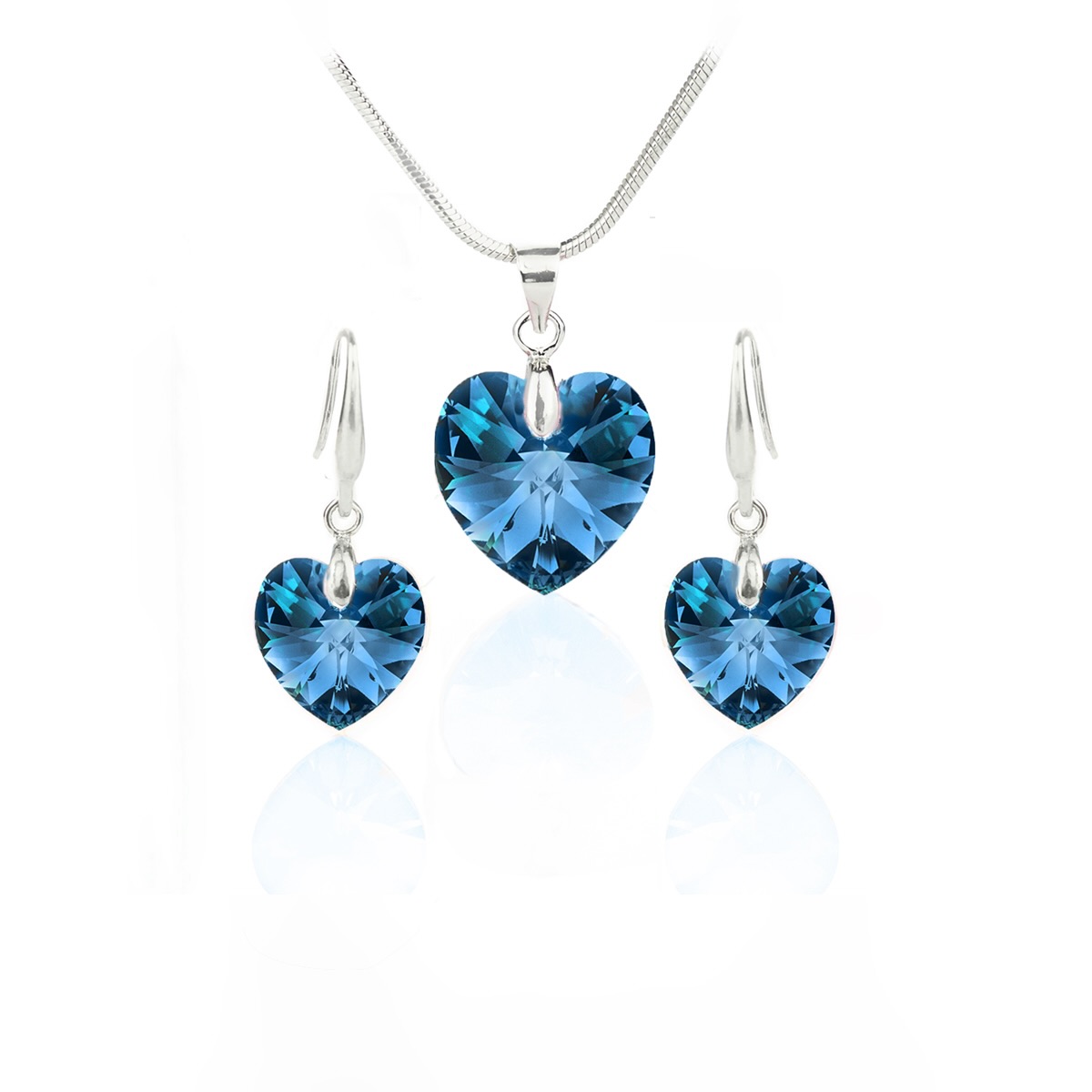 Комплект колие с обици Сърце bermuda blue