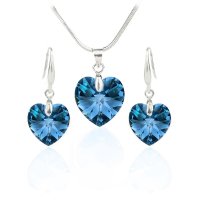 Art.No.bbl62281814- Комплект колие с обици сърца bermuda blue от  