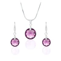 Art.No.am64301410- Кристален комплект колие с обици Кръг amethyst  от  