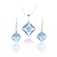 Art.No.aq64311611- Кристален комплект колие с обици Ромб aquamarine от  