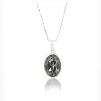 Art.No.bld412014vskvd015- Сребърно кристално колие Овал 14мм black diamond от  