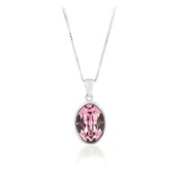 Art.No.lr412014vskvd015- Сребърно кристално колие Овал 14мм light rose от  