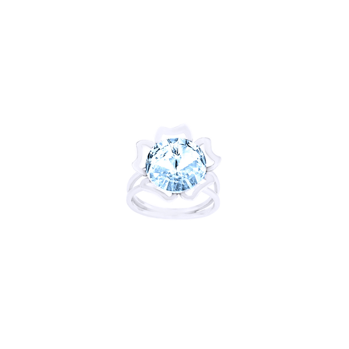 Сребърен пръстен Ривола цвете aquamarine