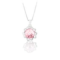 Art.No.lr112212cvvskvd015- Елегантно сребърно колие с кристал Ривола Цвете light rose от  