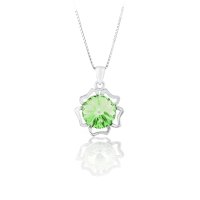 Art.No.p112212cvvskvd015- Елегантно сребърно колие с кристал Ривола Цвете peridot от  