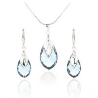 Art.No.aq65652218- Комплект колие с обици кука Капка с метален детайл aquamarine от  
