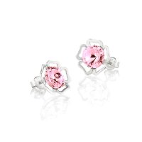Art.No.lr1122ss39cvovs- Сребърни обици винт Ривола Цвете light rose от  