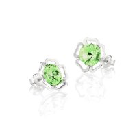 Art.No.p1122ss39cvovs- Сребърни обици винт Ривола Цвете peridot от  