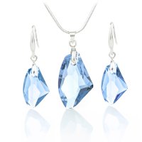 Art.No.aq66562719- Кристален комплект колие с обици Галактик aquamarine от  