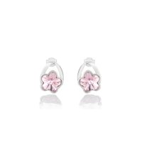 Art.No.lr474410roundovs- Сребърни обици винт Цвете с австрийски кристали light rose от  