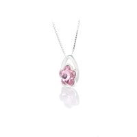 Art.No.lr474410roundvskvd015- Сребърно колие Цвете с австрийски кристал light rose от  