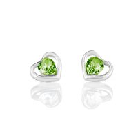Art.No.p48846ovs- Сребърни обици Сърца с австрийски кристали peridot от  