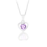 Art.No.lam48846vsfzd025- Сребърно колие Сърце с австрийски кристал light amethyst от  