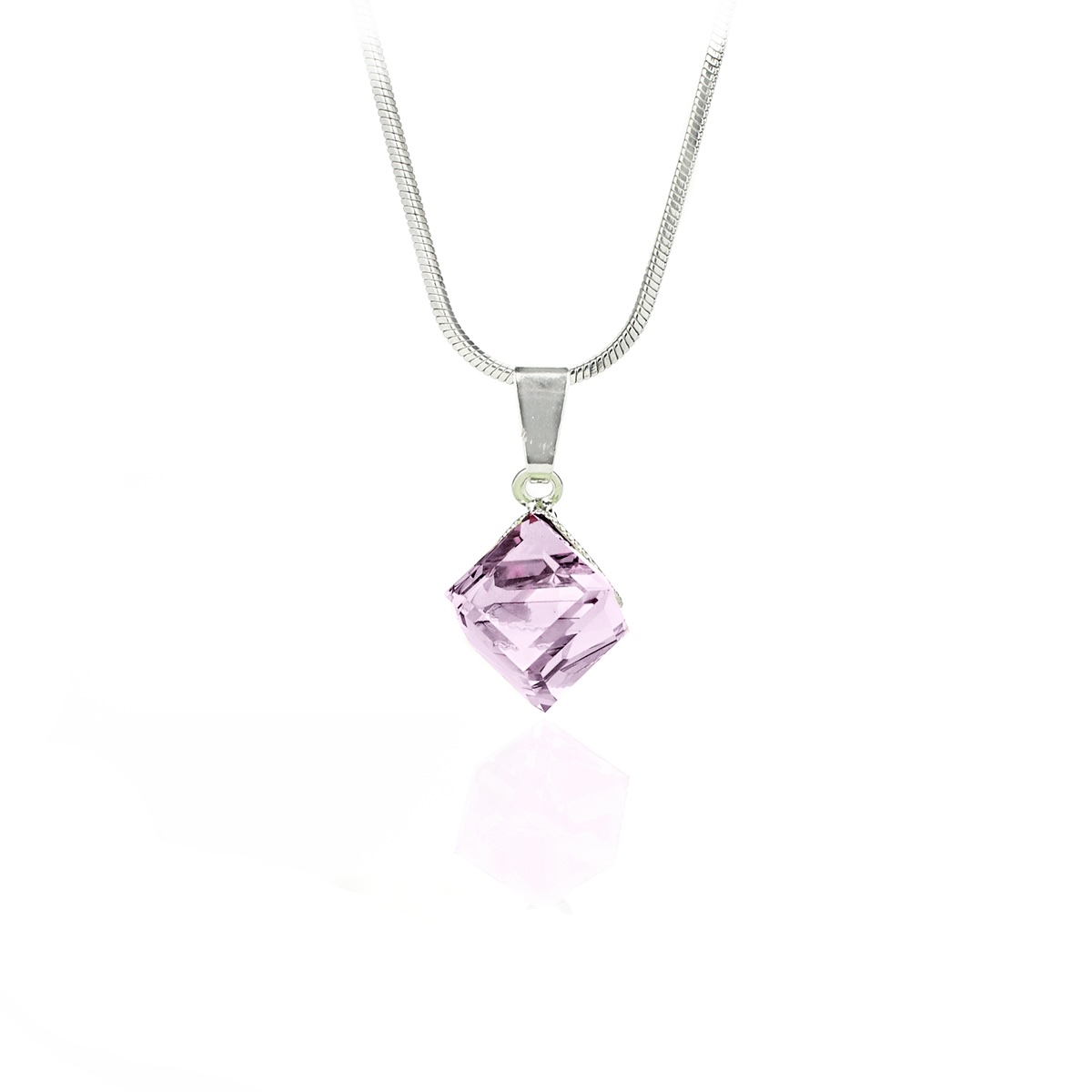 Кристално колие Кубче 8мм light rose