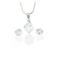 Art.No.cr484186- Комплект кристални кубчета с колие 8мм и обици винт 6мм crystal от  