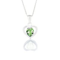 Art.No.p48846vsfzd025- Сребърно колие Сърце с австрийски кристал peridot от  