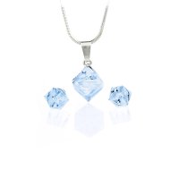 Art.No.aq484186- Комплект кристални кубчета с колие 8мм и обици винт 6мм aquamarine от  