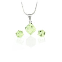 Art.No.p484184- Комплект кристални кубчета с колие 8мм и обици винт 4мм peridot от  
