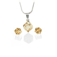 Art.No.gs484186- Комплект кристални кубчета с колие 8мм и обици винт 6мм golden shadow  от  
