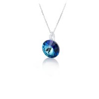 Art.No.bbl112212vsfzd025- Класическо сребърно колие Ривола 12мм bermuda blue от  