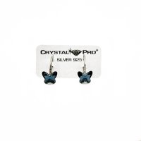 Art.No.dbl28548ops- Сребърни обици с австрийски кристали Пеперуда 8мм denim blue от  