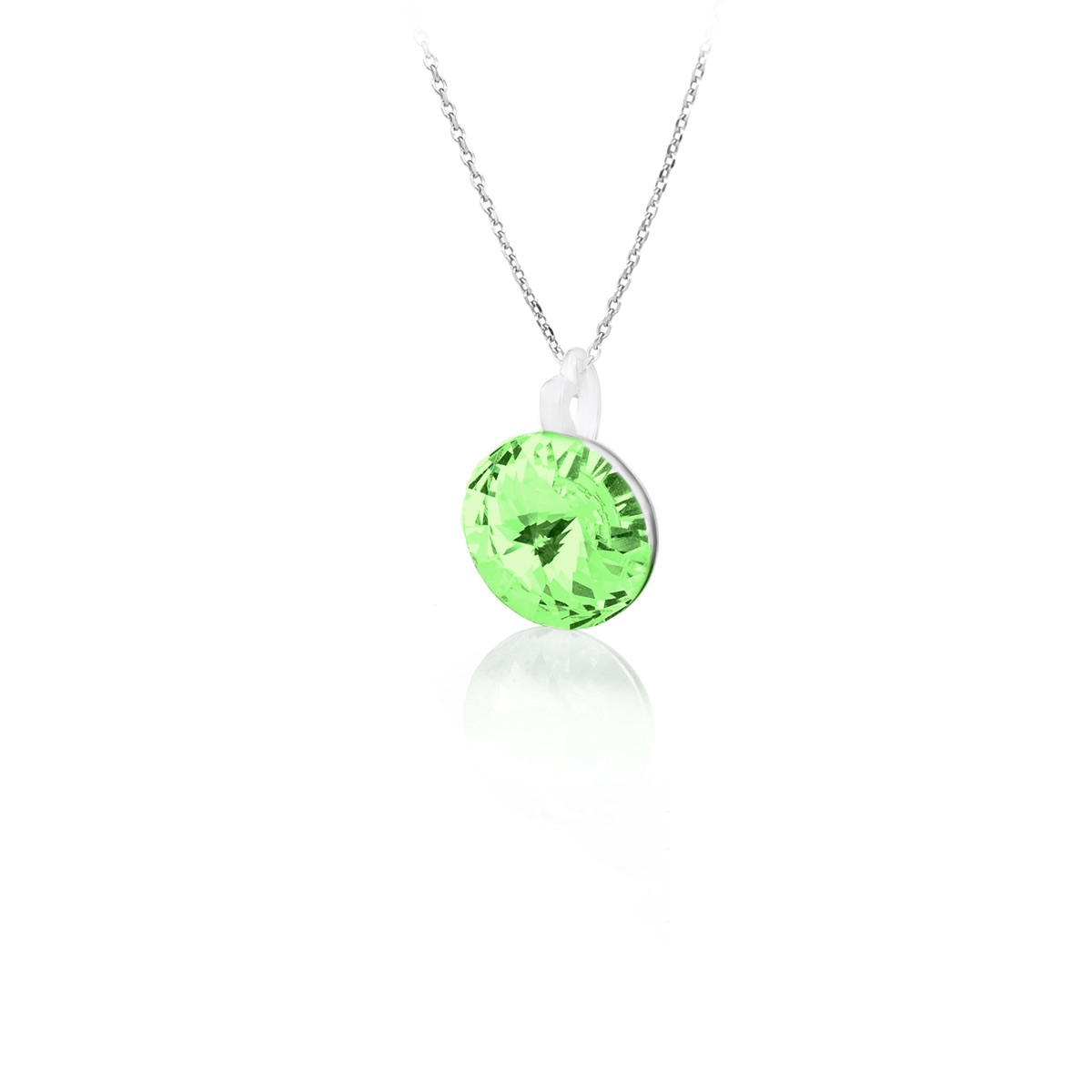 Сребърно колие Rivolla 12mm peridot