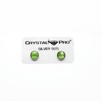 Art.No.p1122ss29ovs- Сребърни обици винт Риволи 5мм peridot от  