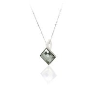 Art.No.bld24938vsfzd025- Сребърно колие с австрийски кристал Плочка black diamond от 