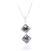 Art.No.bld249388vsfzd025- Сребърно колие с австрийски кристали Плочка black diamond от 